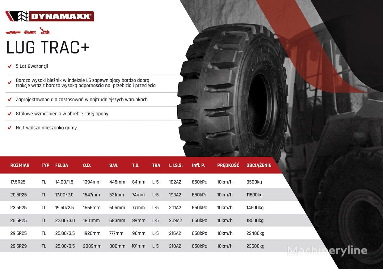nov pnevmatika za čelni nakladač Dynamaxx 17.5R25 DYNAMAXX LUG TRAC+ L5 182A2 TL